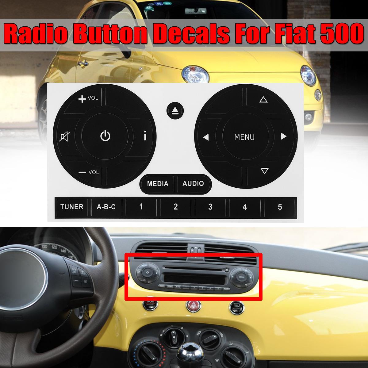 Auto Media Audio Radio Stereo Knop Reparatie Stickers Decals Reparatie Sticker Voor Fiat 500 Auto Stickers Fix Lelijke Knop
