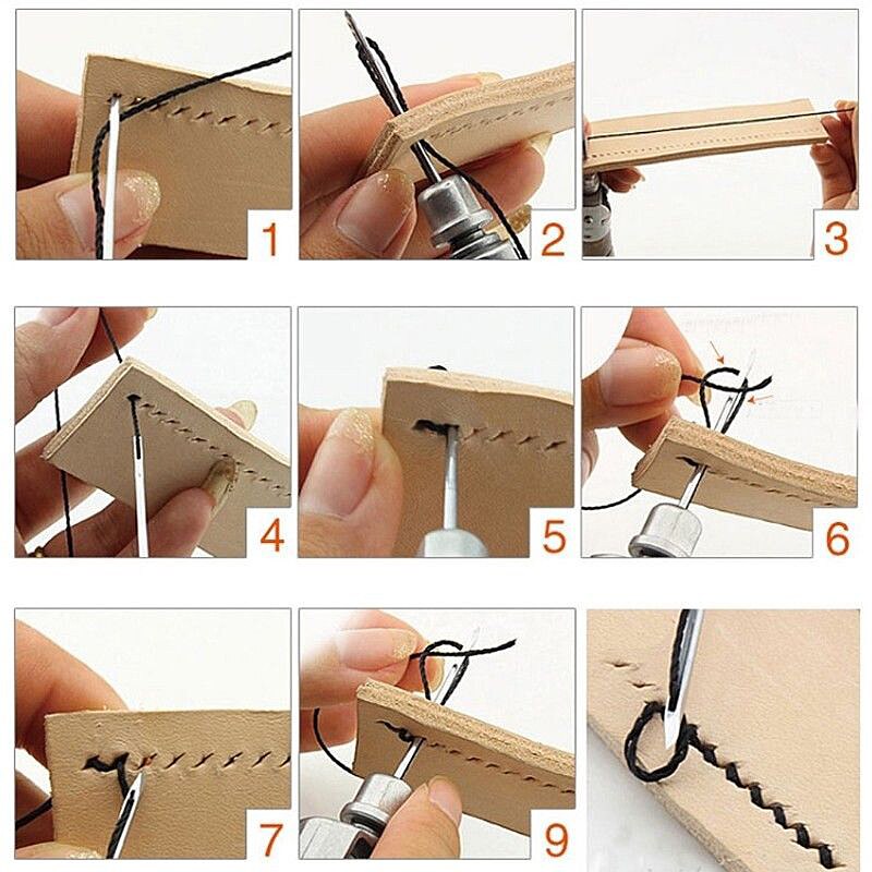 Herramienta de costura de cuero DIY, hilo encerado para costura a mano de cuero para artesanía de cuero, bordado de borde, correas de correa, herramienta para Zapatero