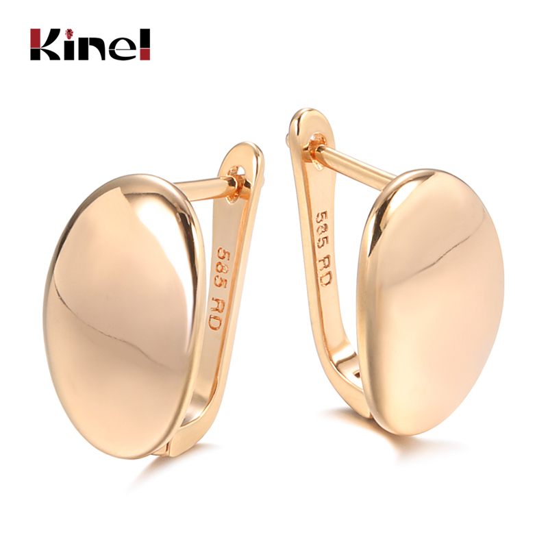 Kinel Glossy Dangle Earrings 585 Rose Gold Simple Square Earrings For Women Daily Fine Jewelry