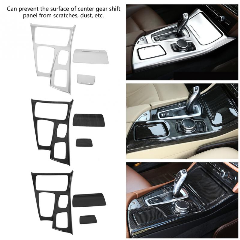 1 Set Auto Interieur Middenconsole Versnellingspook Panel Cover Trim voor BMW 5 Serie F10 Carbon fiber/Chrome/Houten