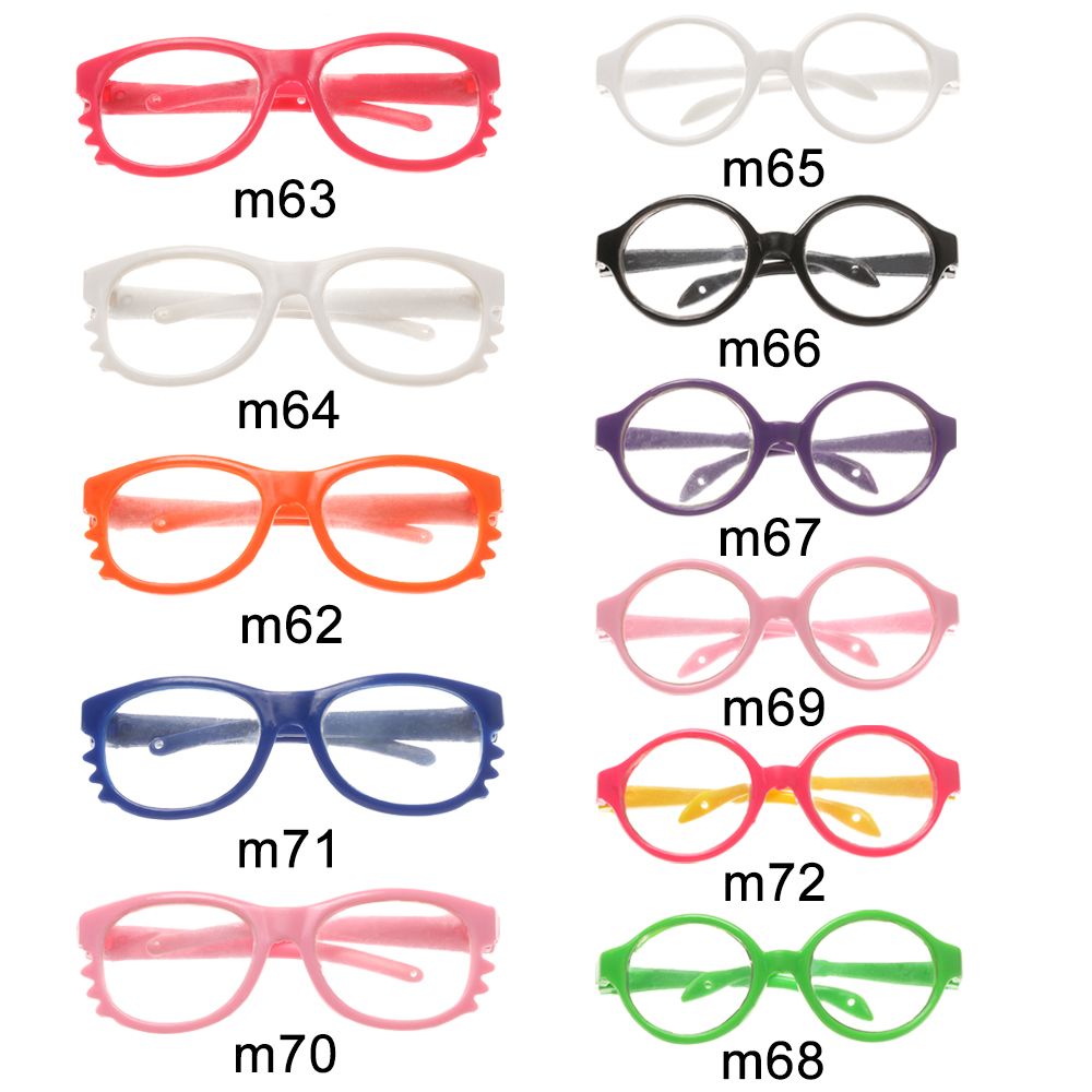 Colorful Doll Glasses Clear Lens Round Frame Eyewear Miniature Eyeglasses Fit 18 Inch Playing House Cool Girl Accessory