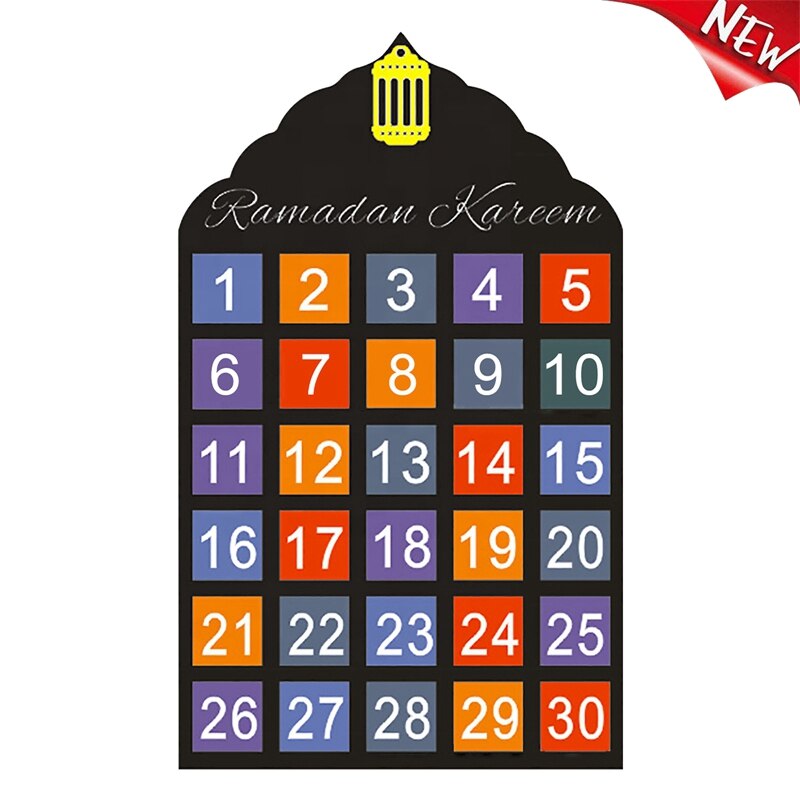 Hanging Felt 30 Day Living Room Eid Mubarak Muslim Home Decor Ramadan Calendar Countdown for Kids Party Decorations