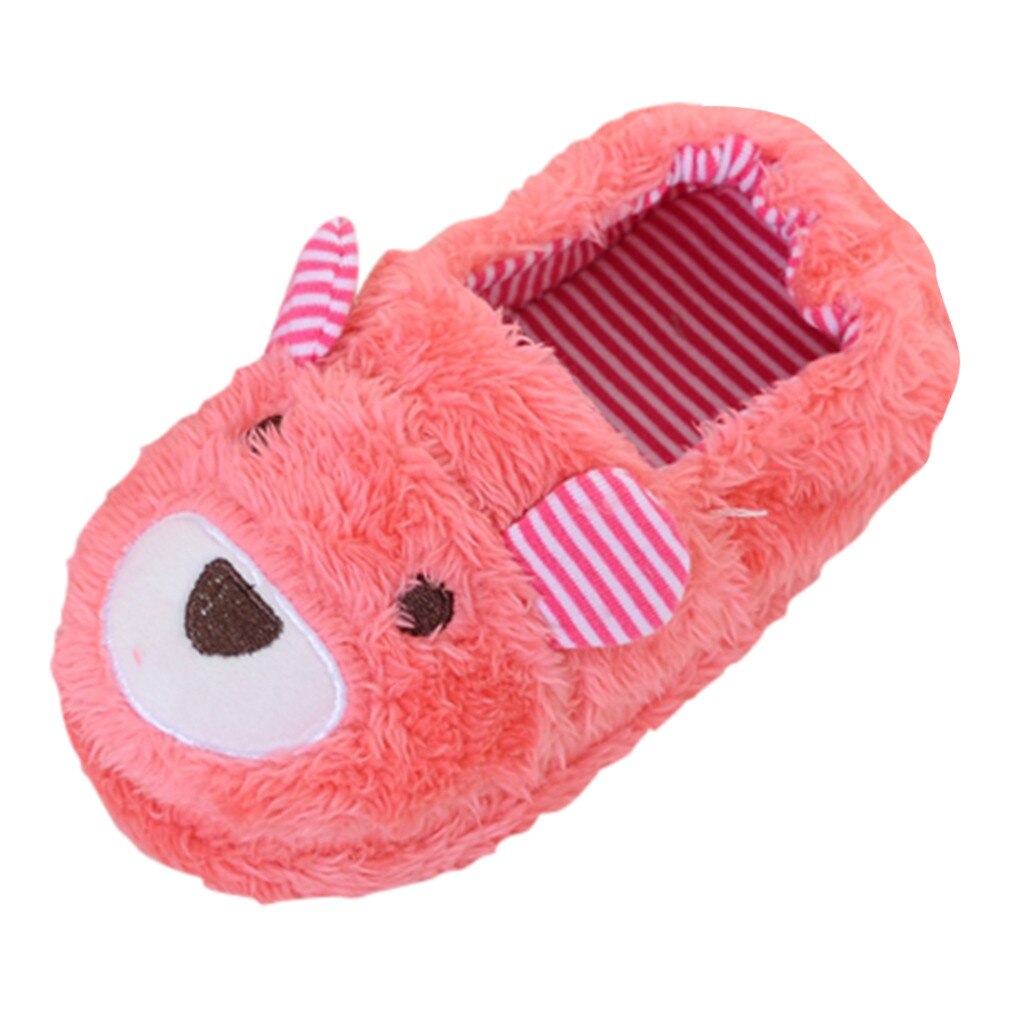 Cartoon Animatie Huis Slippers Katoen Stof Suède Baby Meisje Slippers Winter Warm Slippers Voor Kinderen Kinderen Schoenen Kapcie: Watermelon Red / 7