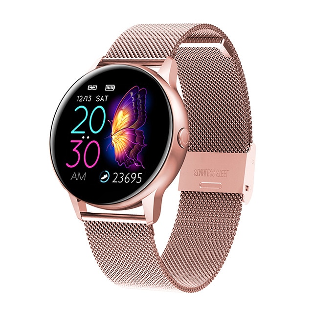 Women IP68 Waterproof Smart Watch Bluetooth Smartwatch For Apple IPhone xiaomi LG Heart Rate Monitor Fitness Tracker: Steel Rose Gold