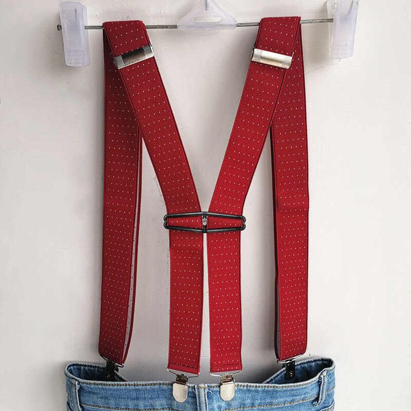 Producto suspensor de puntos en forma de H para hombres y mujeres, tirantes de 3 tamaños para boda, conjunto de camisa, tirante rojo Jujube BD066