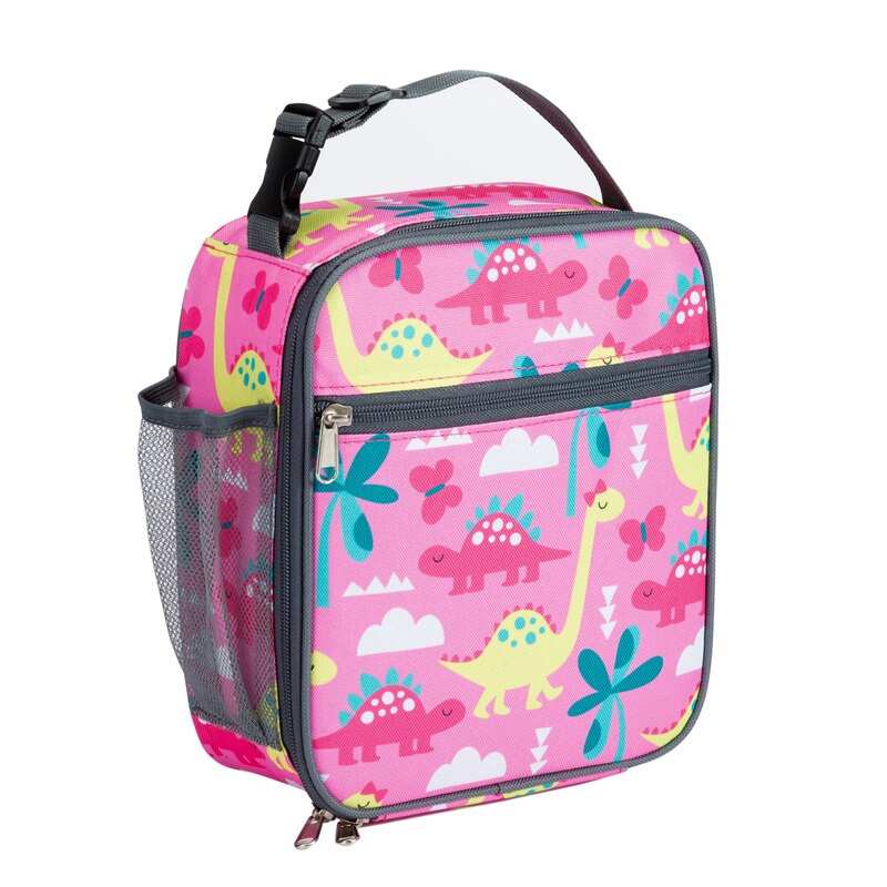 Heopono Portable BPA free Fitness Cool Box Boys Girls Children Thermal Lunch Box Kids Animal Printing School Insulated Lunch Bag: Pink Dinosaur bag / Standard Size