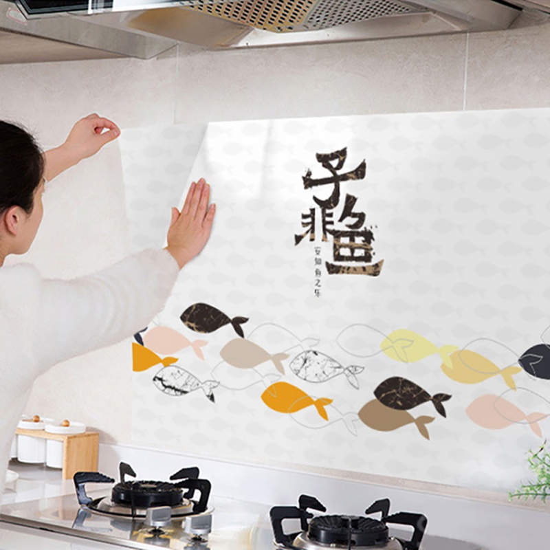 Kitchen Oil-proof Stickers High Temperature Self-adhesive Resistant Tile Stickers Waterproof Oil-proof Stickers Decoration Wallp