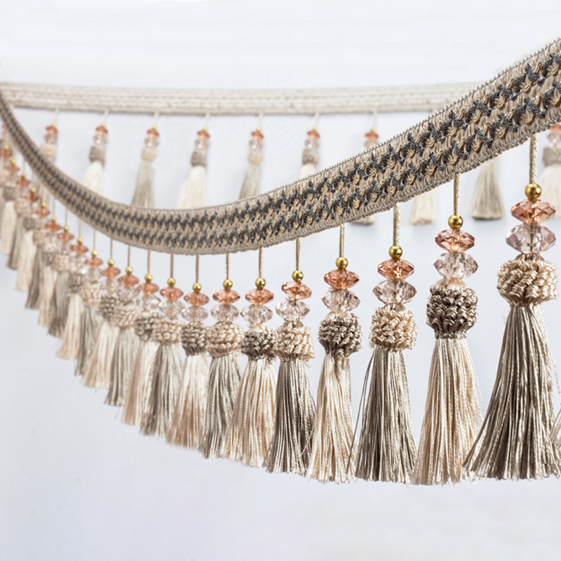 1/2/3/5 Meter Vorhang Quaste Fransen Spitze Kanten Rand Trim Kristall Band Trim Nähen Handwerk Vorhang Kissen Polster Dekor Handwerk: Zimt / XL