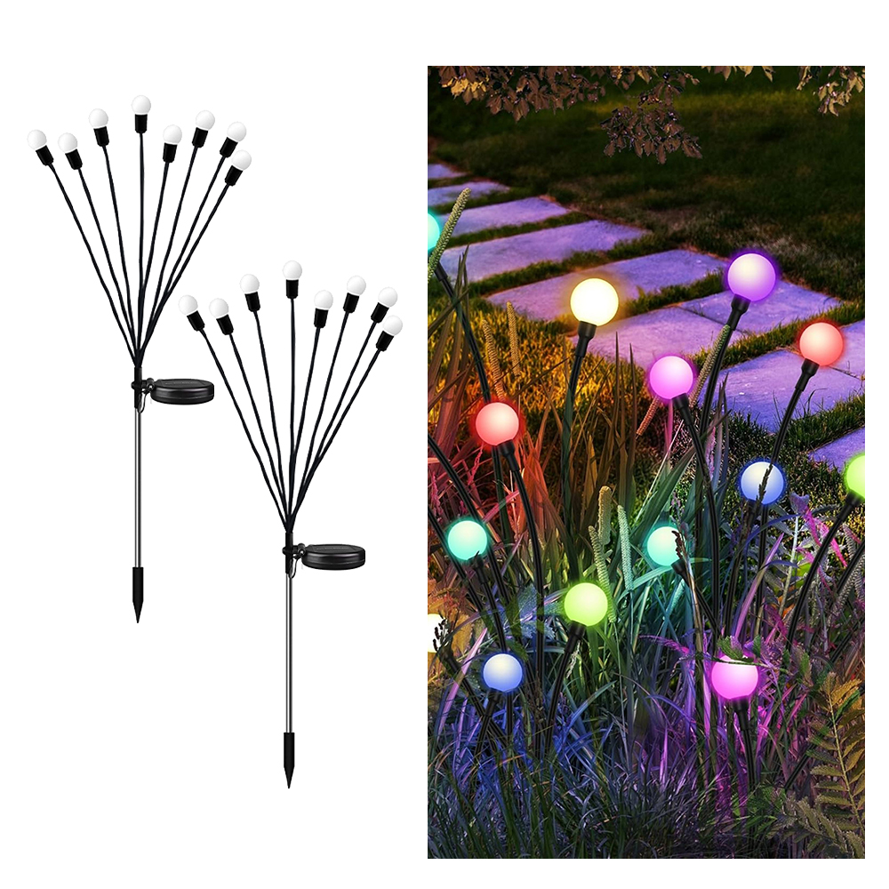 1pc stk . 6/8/10 led-pakke med solcelledrevne ildfluelys, opgraderede solcelledrevne havelys udendørs vandtætte solcelledrevne svajende landskabslys: Rgb