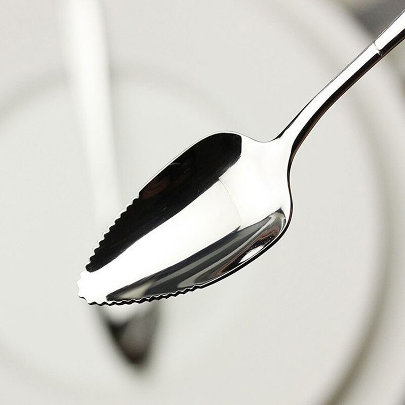 Roestvrij Staal Gekarteld Lepel Dessert Lepels Gekartelde Rand Baby Fruit Puree Grapefruit Spatel Servies Keuken Accessoires