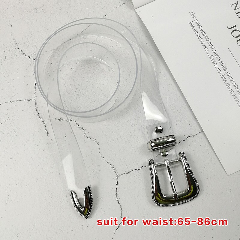Transparent bälte vintage midjebälten för kvinnor vitt genomskinligt bälte cinturon mujer plast midjeband pvc cintos: Klart bälte
