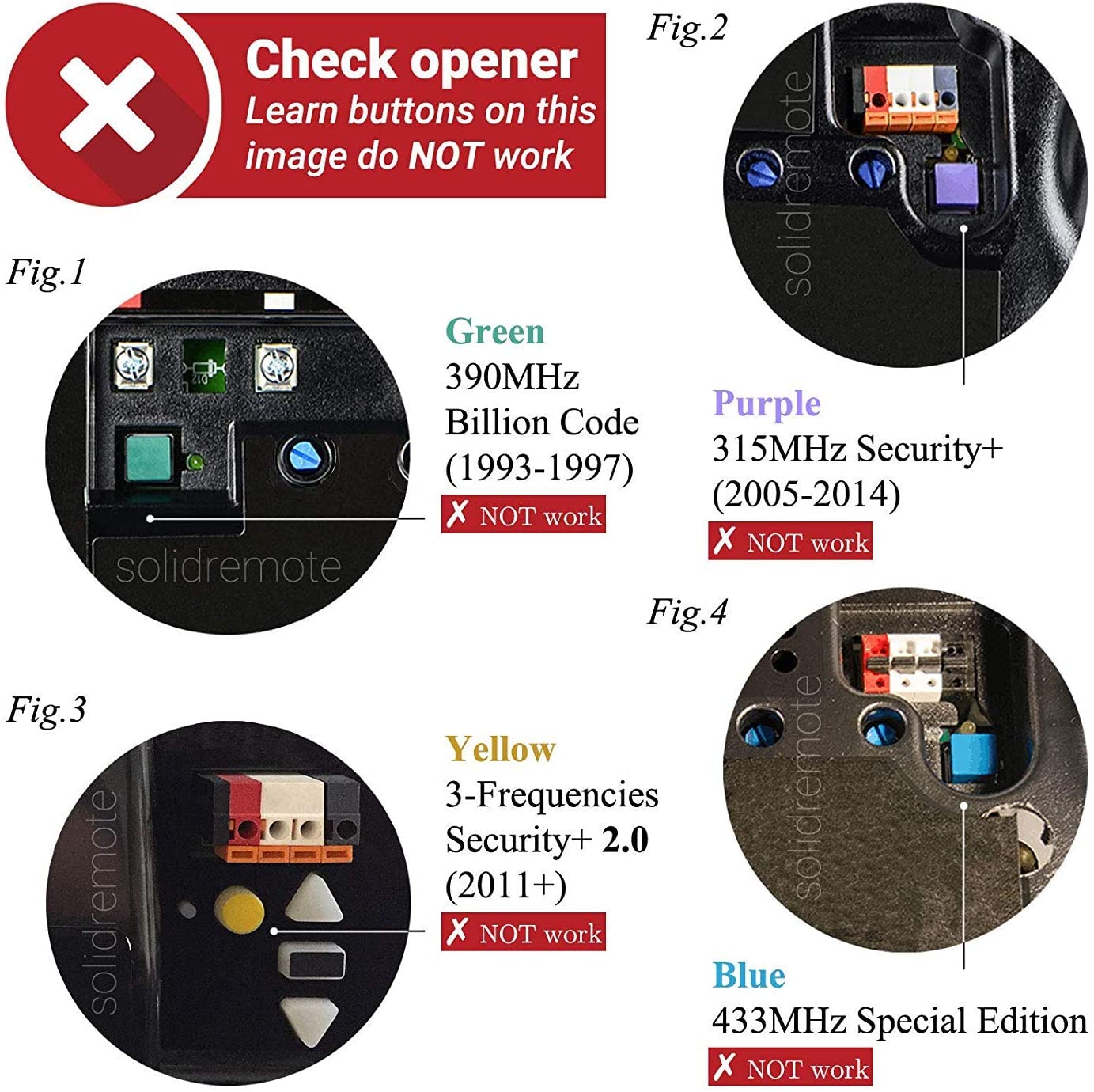 Garage Door Openers Remote Control Key 390Mhz 970LM for Chamberlain Sears Craftsman LiftMaster 2 Pack