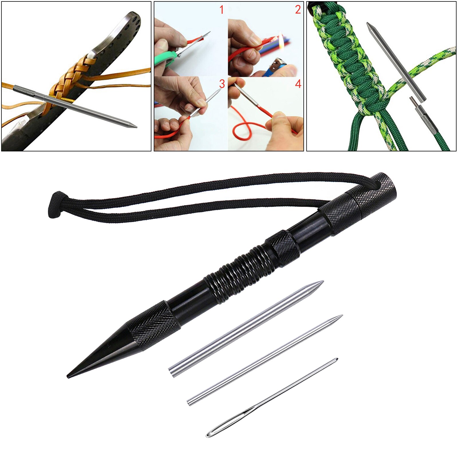 Paracord Lacing Needles Stainless Steel Tool Set Fid Lacing Stitching: 4Pcs