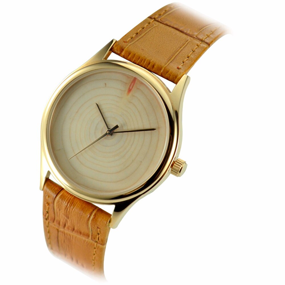 Boom Ring Horloge Rose Goud Unisex Wereldwijd