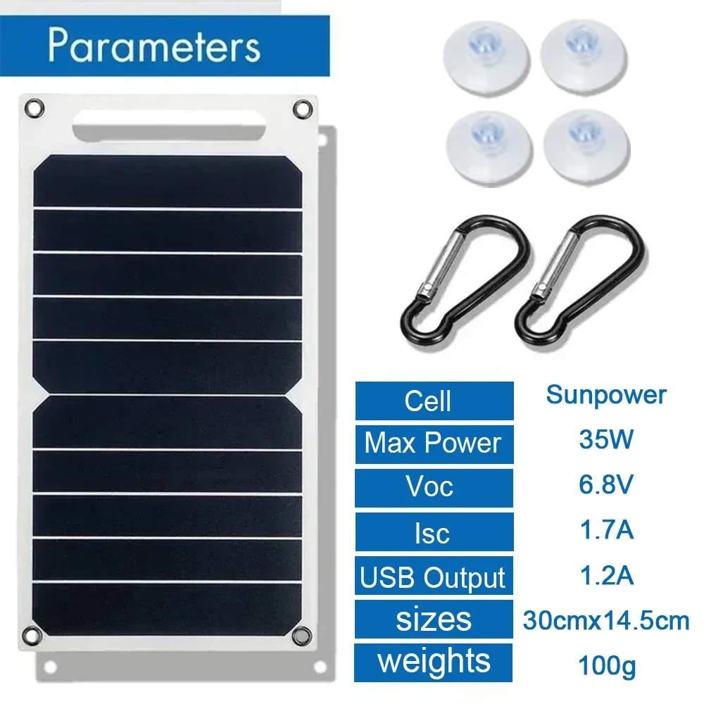 35W 5V Sunpower draagbaar zonnepaneel met USB veilige gestabiliseerde oplader voor telefoon Power Bank Outdoor Camping Home RV