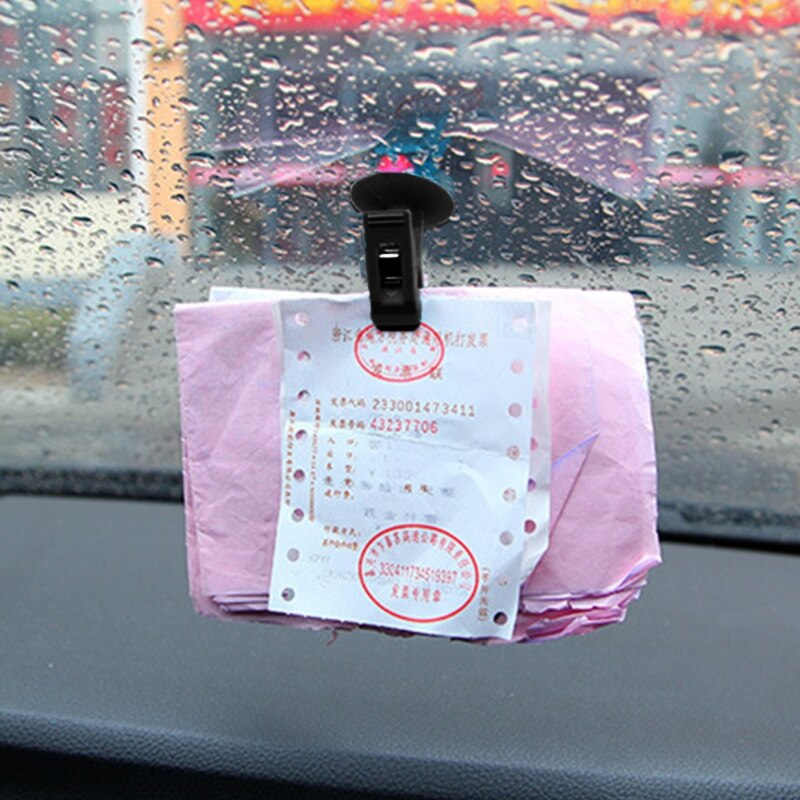 1 paar Universal- Auto Windschutzscheibe Parkplatz Karte Fahrkarte Halfter Clip Organizer w/Saug W91F