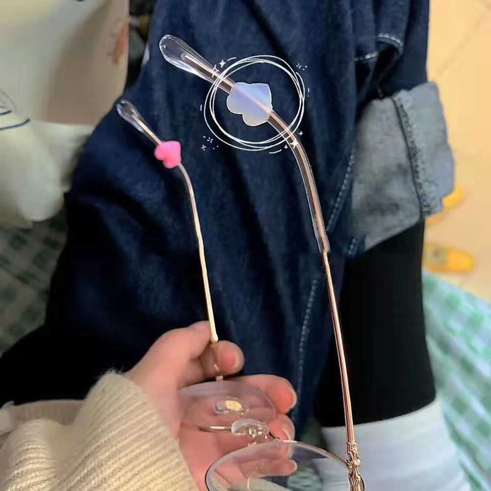 Soporte antideslizante de silicona con forma de corazón para gafas, accesorio elástico para patillas, con gancho para la oreja y espejo