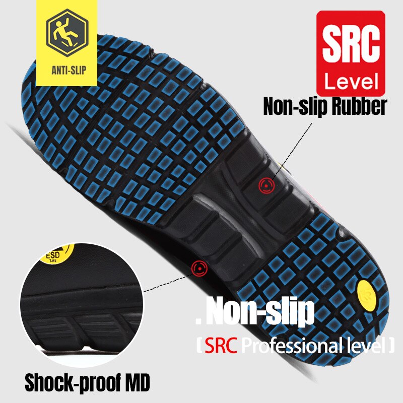 LARNMERN-zapatos de trabajo para hombre, calzado de seguridad ESD con punta de acero, antideslizante, reflectante, protector para construcción