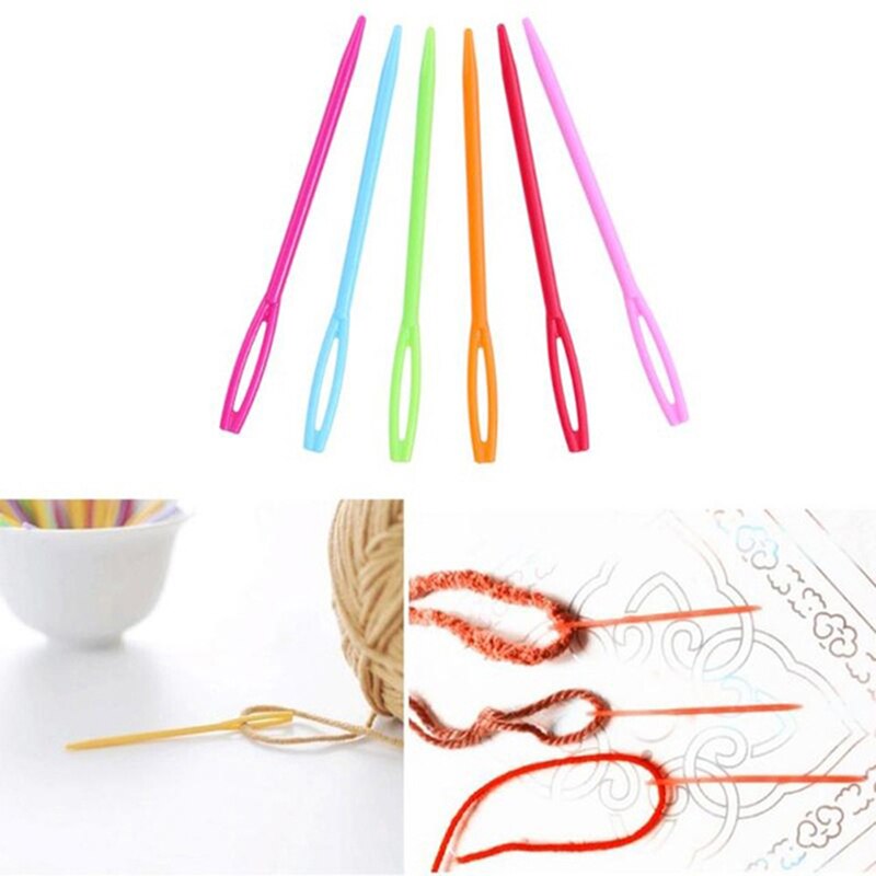 20 pièces 7cm aiguilles à tricoter en plastique Crochet crochets tapisserie laine fil aiguilles enfants bricolage chandail outils de tissage