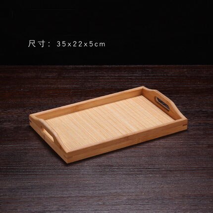 XMT-HOME Rectangle tea table wooden solid wood serving tea tray bamboo tea tray desk: 35x22x5 h mat