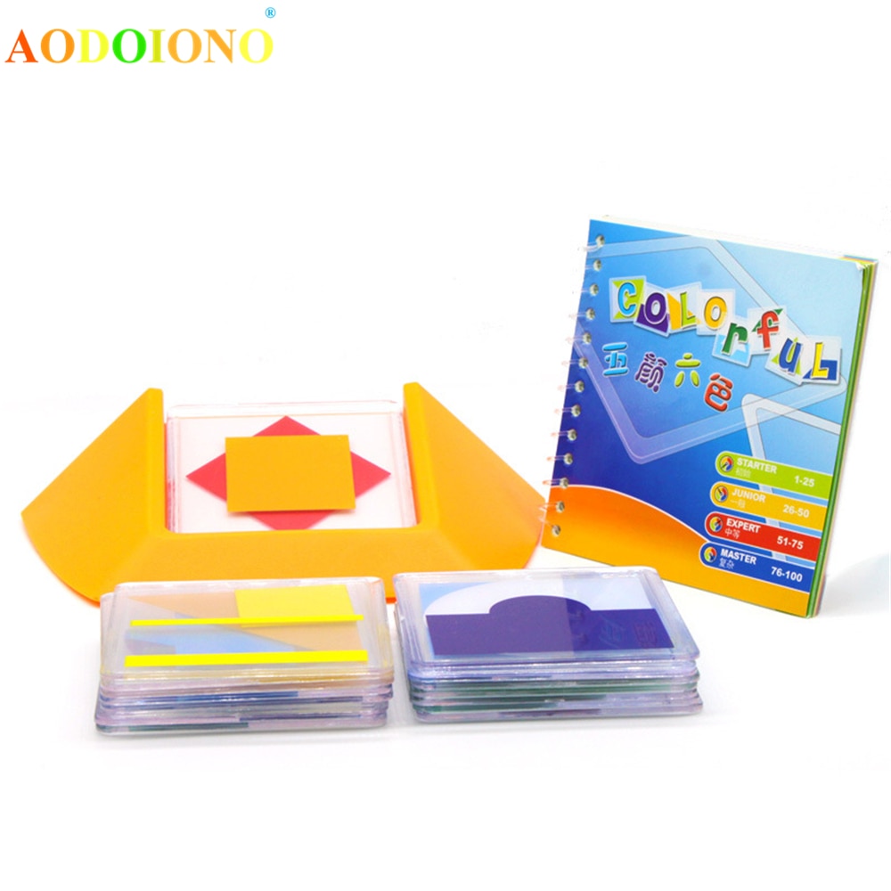 100 udfordring farverig kodepuslespil legetøjsspil tan gram stiksavbræt børn børn udvikler logik rumlige ræsonnement færdigheder legetøj