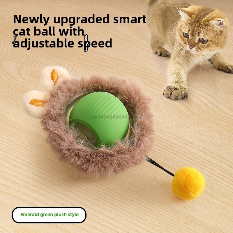 Interactief kattenspeelgoed, automatische rollende bal met staart, oplaadbaar interactief speelgoed voor huisdieren, intelligente muis voor katten: Blauw