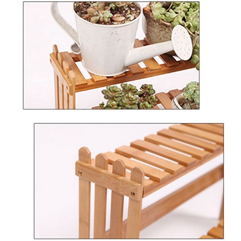 Office Desktop Storage Rack Bamboo Flower Display Stand Plant Shelves Decorative Storage Shelf for Study
