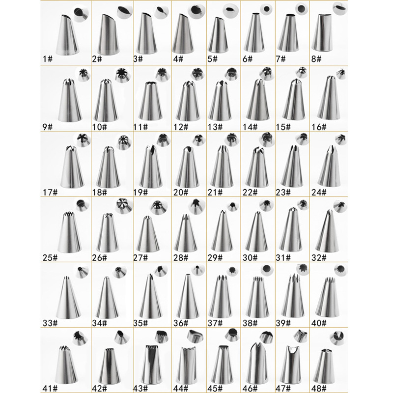 48 stks/set Cake Decorating 48 stks/set Goede Rvs Icing Piping Nozzles Pastry Tips Set Cake Bakken Tools