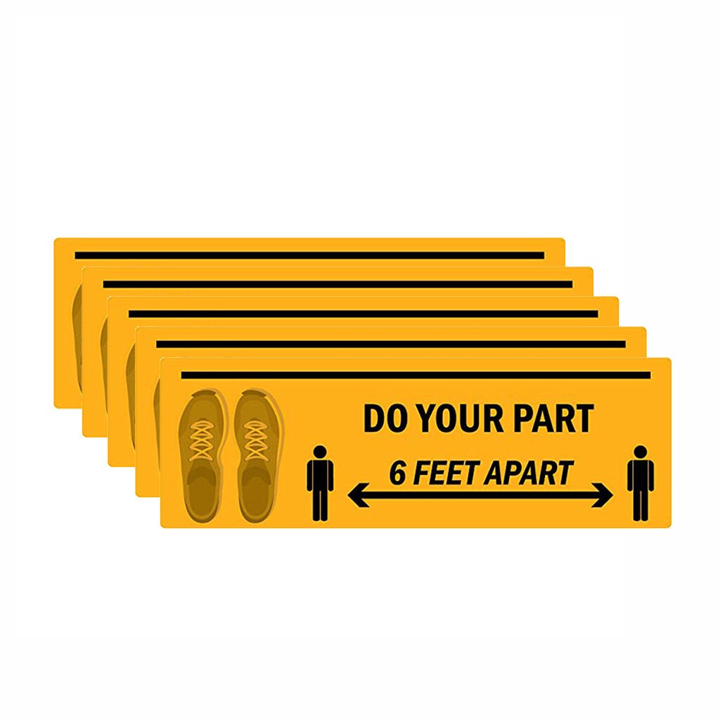 Tegel Stickers Ground Sign Isolated Label Please Keep Wait Here Stand Here Keep 6ft In Between Distance Marker Floor 5pcs: Yellow / 1PCS