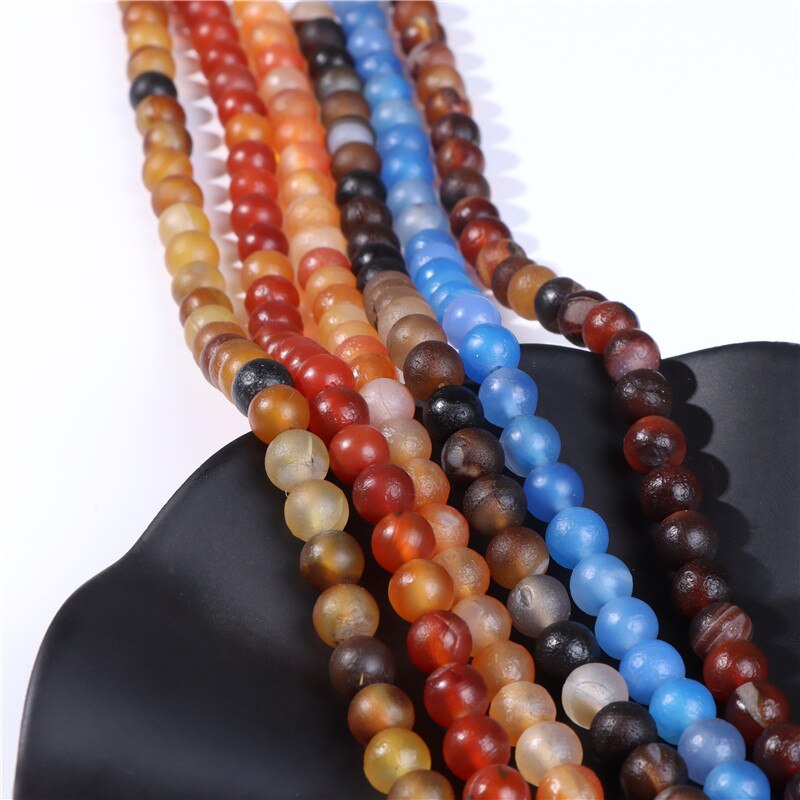 6 8 10mm Natural Raw Mineral Agates Bead Round Coffee Stone Agates Bead Loose Spacer Beads For Jewelry Making DIY Accessories