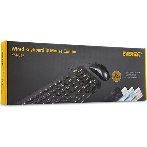 Everest KM-01K Pink USB Round Key 3D Mouse Combo LC Layout Keyboard + Mouse Set