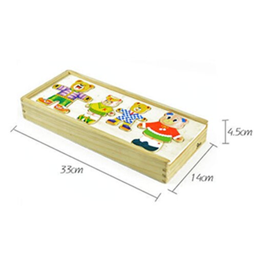 Beer veranderende kleding game dressing board kinderen houten vroege jeugd educatief speelgoed houten puzzel