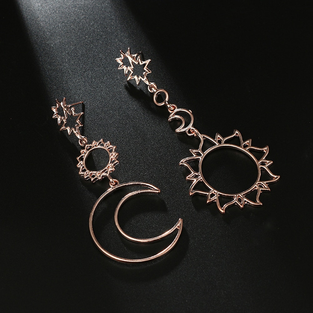 Bohemia Rose Gold Geometry Earrings Women Sun Moon Statement Big Earing Indian Jewelry Oorbellen Pendientes Mujer Bijoux