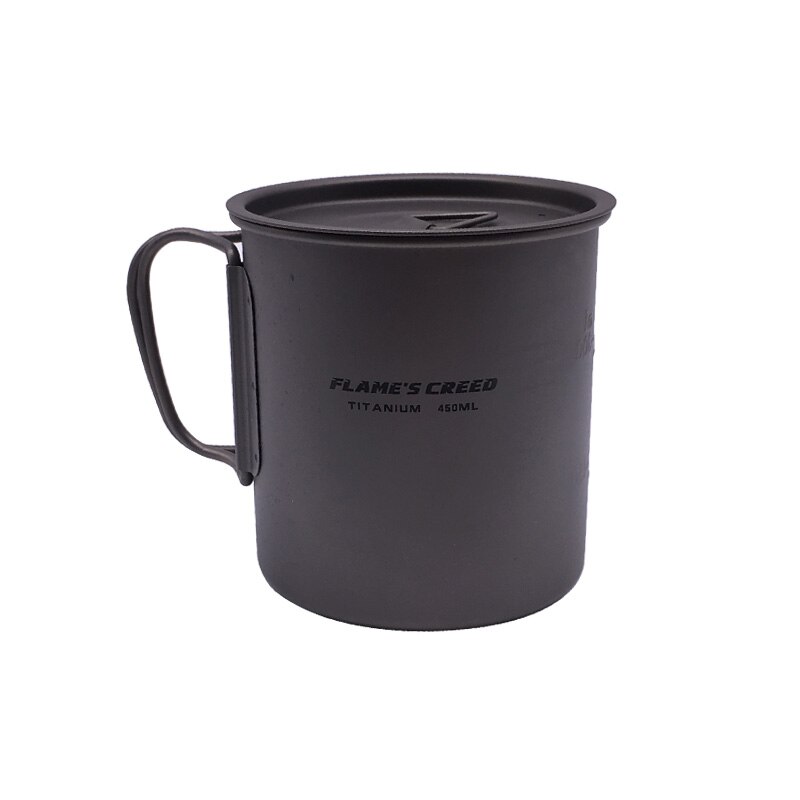 FLAME'S CREED-tazón de titanio 3 en 1 para acampada, tazón ligero para exteriores, senderismo, Camping, 300ML, 450ML: CUP450ML
