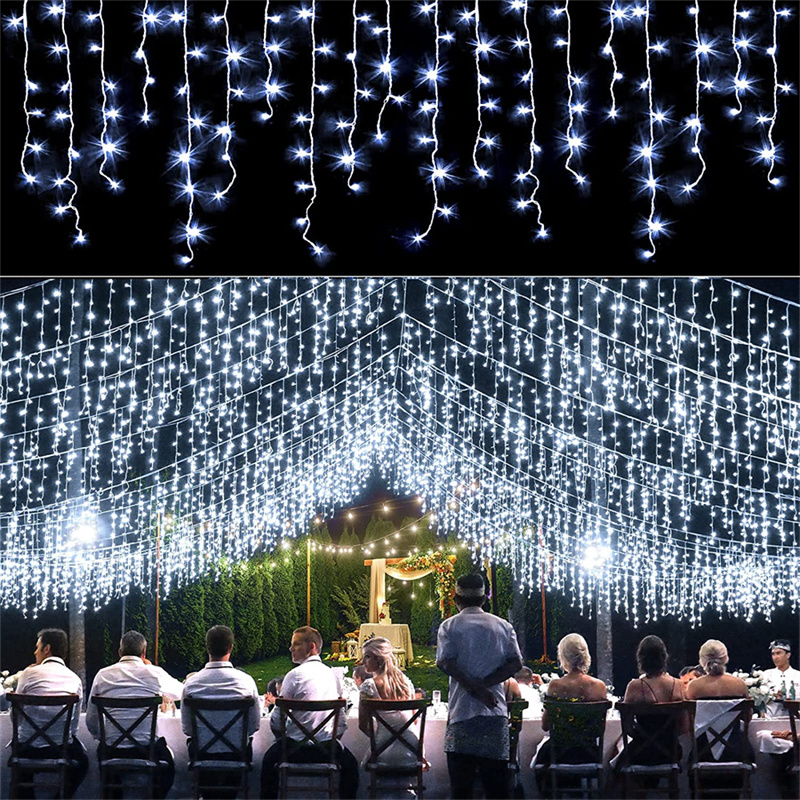 Décorations de noël pour la maison extérieure LED rideau glaçon chaîne lumière rue guirlande sur la maison hiver 220V 5m chute 0.4-0.6m