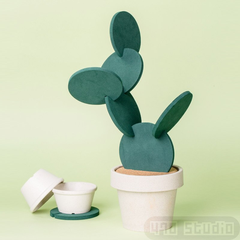 Onderzetters Diy Cactus Coaster Set Van 6 Stuks Met Bloempot Houder Voor Drankjes Novelty Voor Home Office Bar Decor