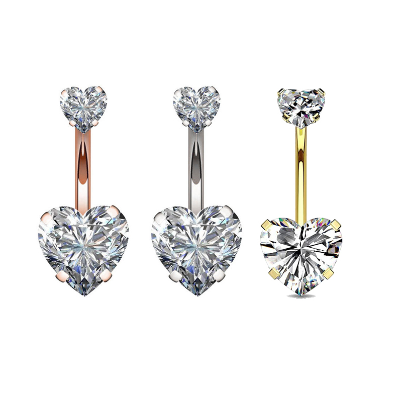 1PC Gold Color Series Crystal Belly Button Rings Snake Flower Heart Belly Ring for Women Stainless Steel Dangled Navel Piercing