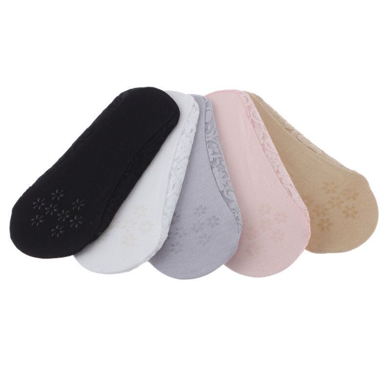5Pairs Lot Ladies Women Girls Invisible Footsies Lace Sock Slipper Shoe Liner Trainer Ballerina Socks