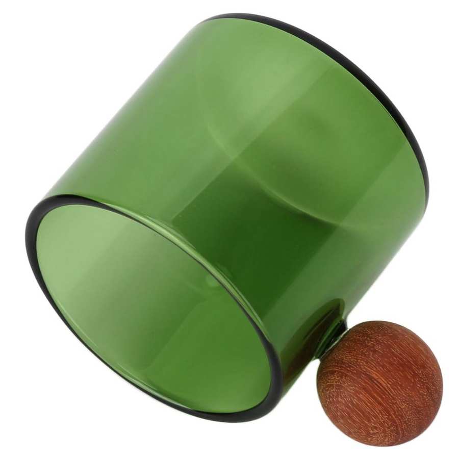 120ml Glass Coffee Cup Clear Heatproof Glass Coffee Mug with Wooden Ball Handle for Office Bar Party Coffee Cup