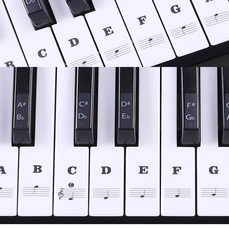Gennemsigtigt klaver keyboard klistermærke 49/61/88 key elektronisk keyboard klaver node klistermærke til hvide tangenter