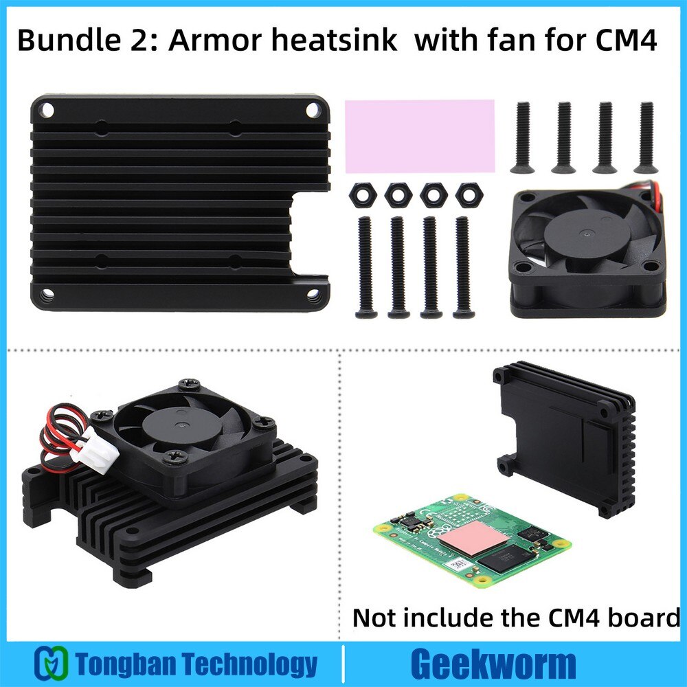 Raspberry Pi Compute Module 4 CM4 Ingebed Aluminium Heatsink/Koeler/Radiator/Beschermende Shell Ondersteuning 30Mm Fan (C235): Bundle 2