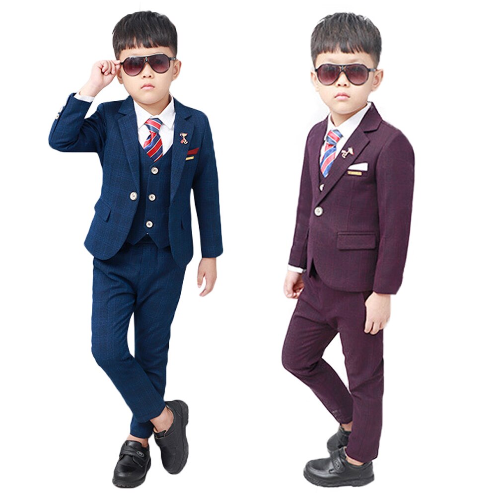 Conjunto de esmoquin para niños pequeños, ropa Formal para de cumpleaños, boda, Blazer, camisa, chaleco, pantalones, traje de caballero, 6 piezas