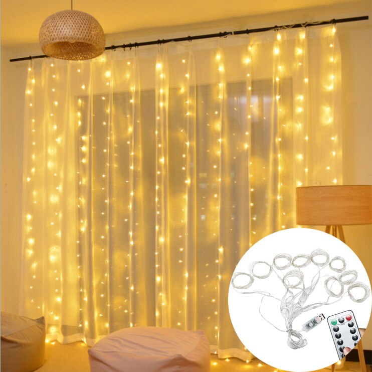 2pcs 1*2m Clear Gauze Backdrop Wedding Party Wall Decoration Photo Booth Backdrop For Marriage Birthday Chirstmas Backdrop Decor: 1pc 3m warm light