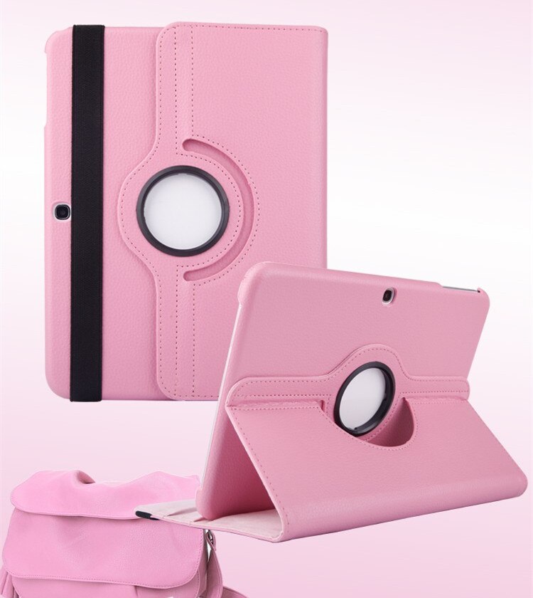 Dla Samsung Galaxy Tab 4 10.1 cal T530 T531 T535 SM-T530 SM-T535 Tab4 Tablet 360 obracanie przypadku klapki skórzane pokrywy Funda Capa: pink