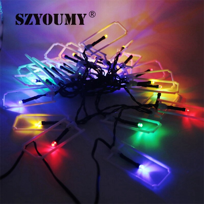 Guirnalda de luces led solares colgantes de colores para jardín de szyoumy 4.8m 6m 20 30 para decoración navideña.