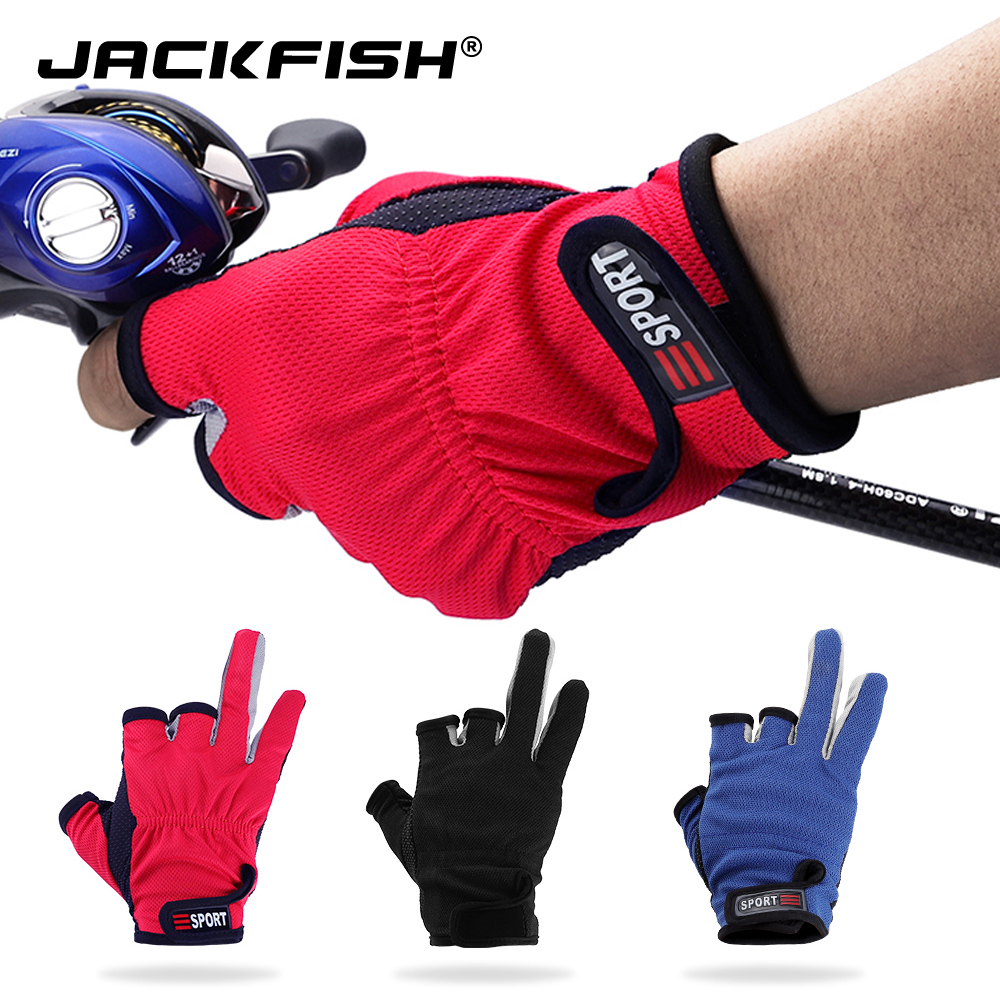 Guante de pesca antideslizante JACKFISH, guantes de corte Tres dedos transpirables para pesca, ciclismo, escalada, equipo deportivo al aire libre
