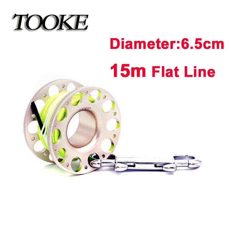 Scuba aluminium dykkerspole fingerhjul flad line snapbolt krog 15m 30m til snorkel hule dyk undervandsfiskeri: 15m gyldne g