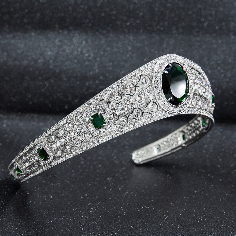 Ægte østrigsk rhinestone cz prinsesse eugenie bryllup brude tiara krone til kvinder tilbehør smykker  hg086a