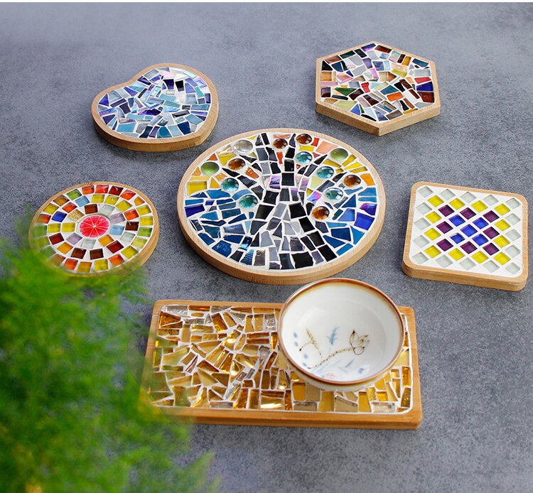 Bambus Herz Tasse Untersetzer Mosaik Untersetzer Tasse Matte Tischset Mosaik, Der eltern-Art DIY Handwerk Mosaik Werkzeug Bausatz