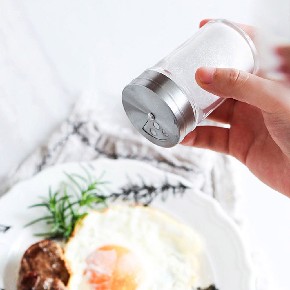 Tarro de especias para cocina, caja de condimentos, frasco de almacenamiento de vidrio, frascos transparente, azúcar, sal, pimienta, caja de comino en polvo, herramienta